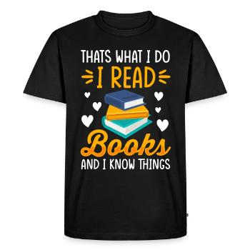 Livre Livres Bibliothèque Lecture Littérature Lire Livres - T-shirt Premium bio Homme - noir - Devant - Nico (187cm)
