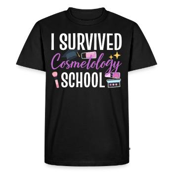 J’ai survécu à l’école de cosmétologie - T-shirt Premium bio Homme - noir - Devant - Nico (187cm)