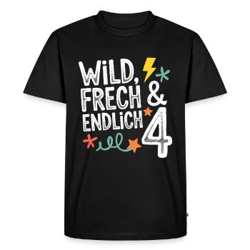 Wild, Cheeky & Finally 4 Years 4th Birthday - Men's Premium Organic T-Shirt - black - Front - Nico (187cm)