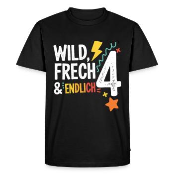 Wild, Cheeky & Finally 4 Years 4th Birthday - Men's Premium Organic T-Shirt - black - Front - Nico (187cm)