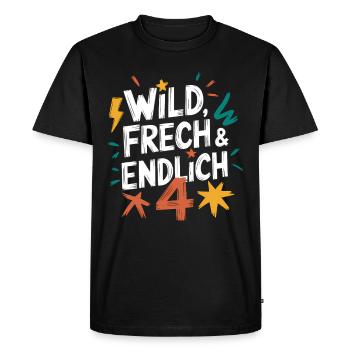 Wild, Cheeky & Finally 4 Years 4th Birthday - Men's Premium Organic T-Shirt - black - Front - Nico (187cm)