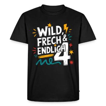 Wild, Cheeky & Finally 4 Years 4th Birthday - Men's Premium Organic T-Shirt - black - Front - Nico (187cm)