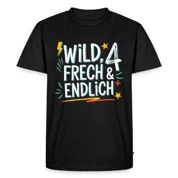 Wild, Cheeky & Finally 4 Years 4th Birthday - Men's Premium Organic T-Shirt - black - Front - Nico (187cm)