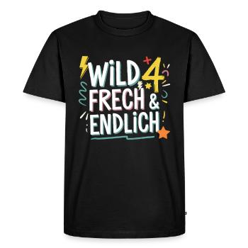 Wild, Cheeky & Finally 4 Years 4th Birthday - Men's Premium Organic T-Shirt - black - Front - Nico (187cm)