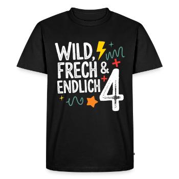 Wild, Cheeky & Finally 4 Years 4th Birthday - Men's Premium Organic T-Shirt - black - Front - Nico (187cm)