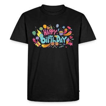 Anniversaire Joyeux anniversaire - T-shirt Premium bio Homme - noir - Devant - Nico (187cm)