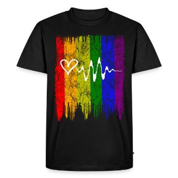 Le cœur de l’arc-en-ciel - T-shirt Premium bio Homme - noir - Devant - Nico (187cm)