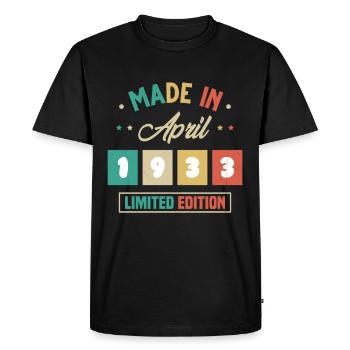 Vintage Nées En Avril 1933 Cadeau D'anniversaire - T-shirt Premium bio Homme - noir - Devant - Nico (187cm)