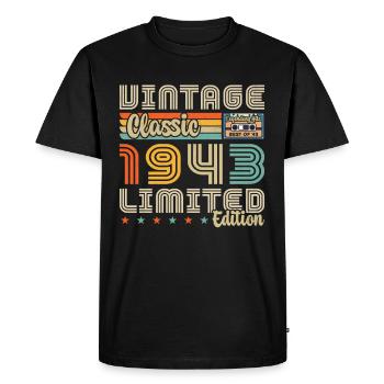 Vintage 1943 Birthday Gift 1943 - Men's Premium Organic T-Shirt - black - Front - Nico (187cm)