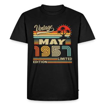 May 1957 Vintage Born in May 1957 Anniversary - Men's Premium Organic T-Shirt - black - Front - Nico (187cm)