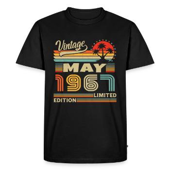 May 1967 Vintage Born in May 1967 Anniversary - Men's Premium Organic T-Shirt - black - Front - Nico (187cm)