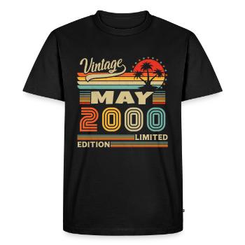 May 2000 Vintage Born in May 2000 Anniversary - Men's Premium Organic T-Shirt - black - Front - Nico (187cm)