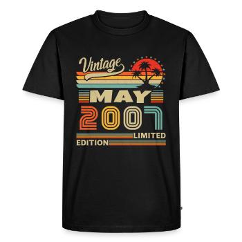 Mai 2007 Vintage Nées En Mai 2007 Anniversaire - T-shirt Premium bio Homme - noir - Devant - Nico (187cm)
