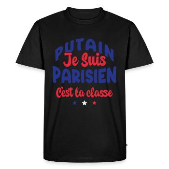 je suis parisien c'est la classe - T-shirt Premium bio Homme - noir - Devant - Nico (187cm)