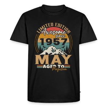 May 1957 Vintage Born in May 1957 Anniversary - Men's Premium Organic T-Shirt - black - Front - Nico (187cm)