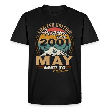 Mai 2001 Vintage Nées En Mai 2001 Anniversaire - T-shirt Premium bio Homme - noir - Devant - Nico (187cm)