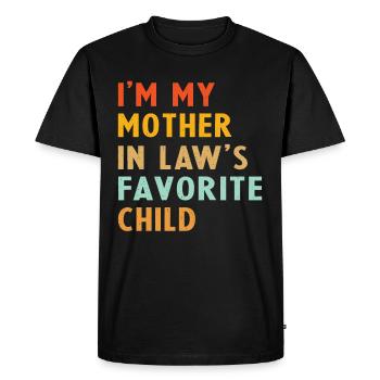Je suis l'enfant préféré de ma belle-mère - T-shirt Premium bio Homme - noir - Devant - Nico (187cm)