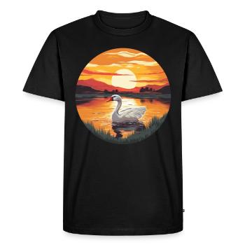 Retro Vintage Duck sunset Farm Animal Duck Lover - Men's Premium Organic T-Shirt - black - Front - Nico (187cm)