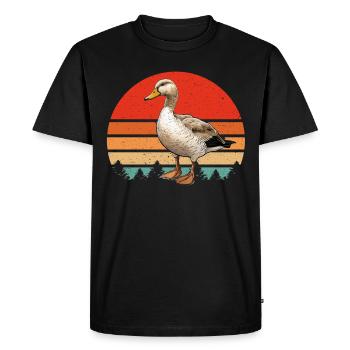 Retro Vintage Duck Sunset - Men's Premium Organic T-Shirt - black - Front - Nico (187cm)