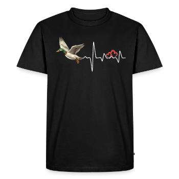 Chasse au canard Amour Battement de cœur Chasseur de canards - T-shirt Premium bio Homme - noir - Devant - Nico (187cm)