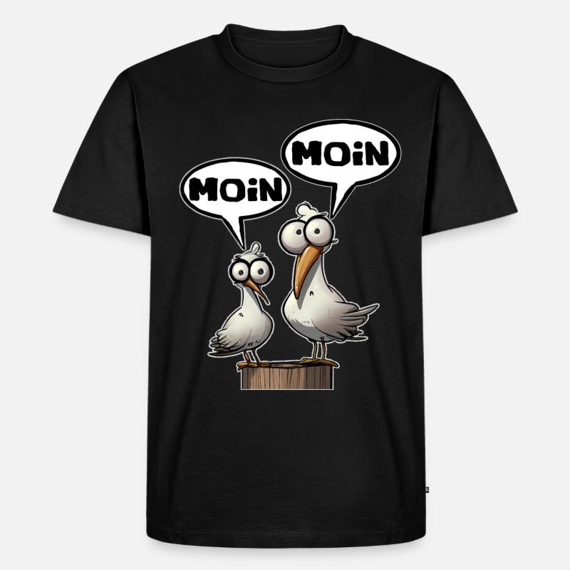 moin moin die Möwe - Moin Shirt - Männer Premium Bio T-Shirt - Schwarz
