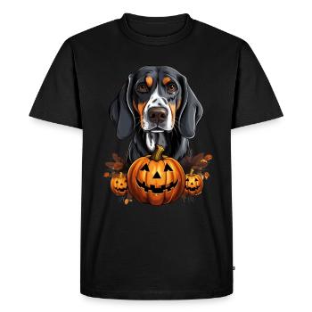 Bluetick Coonhound Chien Citrouille Paresseux Halloween - T-shirt Premium bio Homme - noir - Devant - Nico (187cm)