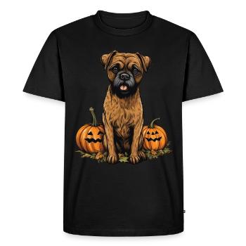 Border Terrier Chien Citrouille Paresseuse Halloween Party - T-shirt Premium bio Homme - noir - Devant - Nico (187cm)