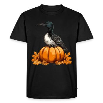 Citrouille d’oiseau huard Paresseux Halloween - T-shirt Premium bio Homme - noir - Devant - Nico (187cm)