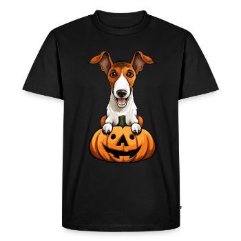 Fox Terrier Chien Citrouille Paresseuse Fête d’Halloween - T-shirt Premium bio Homme - noir - Devant - Nico (187cm)