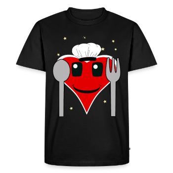 Coeur Amour Chef Cuisine Restaurant Local Gourmet - T-shirt Premium bio Homme - noir - Devant - Nico (187cm)