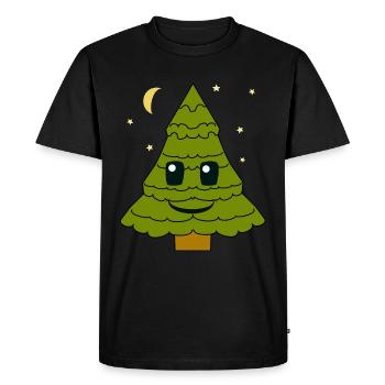 fir tree, fir tree, starry sky, moon, night, forest - Men's Premium Organic T-Shirt - black - Front - Nico (187cm)