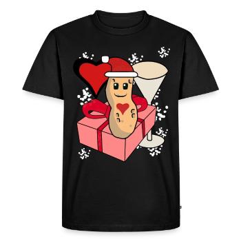 Père Noël Nicolas Joyeux Noël Cacahuète - T-shirt Premium bio Homme - noir - Devant - Nico (187cm)