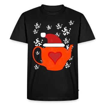 Heure d’hiver Thé Neige Théière Boisson Noël - T-shirt Premium bio Homme - noir - Devant - Nico (187cm)