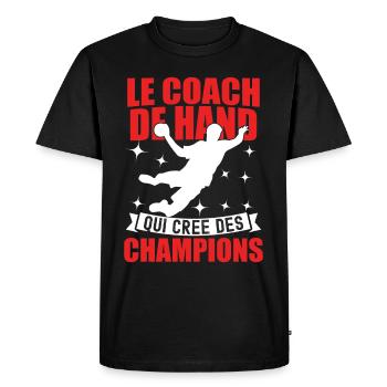 Le Coach De Hand Qui Crée Des Champions - T-shirt Premium bio Homme - noir - Devant - Nico (187cm)