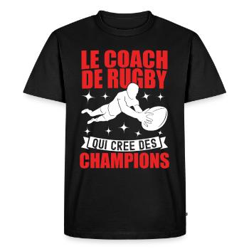 Le Coach De Rugby Qui Crée Des Champions - T-shirt Premium bio Homme - noir - Devant - Nico (187cm)