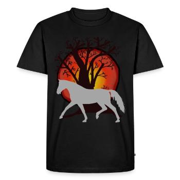 Chevaux, Chevaux, Cheval Sauvage, Nature, Nature Sauvage, Soleil, Cheval - T-shirt Premium bio Homme - noir - Devant - Nico (187cm)