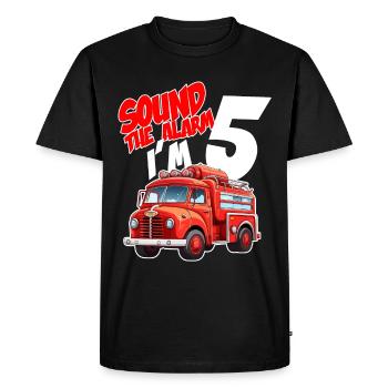 Camion de pompiers pour enfants 5 ans d’anniversaire de pompier - T-shirt Premium bio Homme - noir - Devant - Nico (187cm)