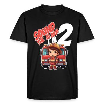 Kids Firefighter 2 Year Old Birthday Boy Theme - Men's Premium Organic T-Shirt - black - Front - Nico (187cm)