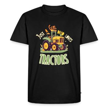 Just a girl who loves tractors - cute tractor - Men's Premium Organic T-Shirt - black - Front - Nico (187cm)