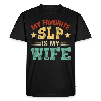 My Favorite SLP Is My Wife Speech Therapy SLP - Men's Premium Organic T-Shirt - black - Front - Nico (187cm)