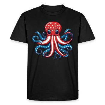 Poulpe drapeau américain 4 juillet jour poulpe cadeau - T-shirt Premium bio Homme - noir - Devant - Nico (187cm)