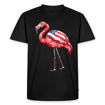 Flamants roses drapeau américain 4 juillet flamants roses cadeau - T-shirt Premium bio Homme - noir - Devant - Nico (187cm)