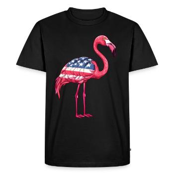 Flamants roses drapeau américain 4 juillet flamants roses - T-shirt Premium bio Homme - noir - Devant - Nico (187cm)
