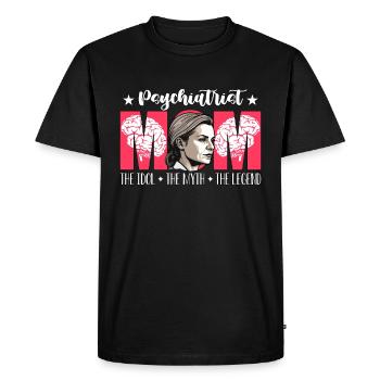 Psychiatre, Maman L’idole, Le mythe, Psychothérapie - T-shirt Premium bio Homme - noir - Devant - Nico (187cm)