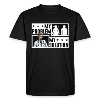Psychiatre Mon problème Mon pictogramme Papa Thérapeute - T-shirt Premium bio Homme - noir - Devant - Nico (187cm)
