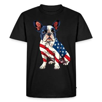 Boston Terrier Dog 4 juillet Drapeau américain Cadeaux - T-shirt Premium bio Homme - noir - Devant - Nico (187cm)