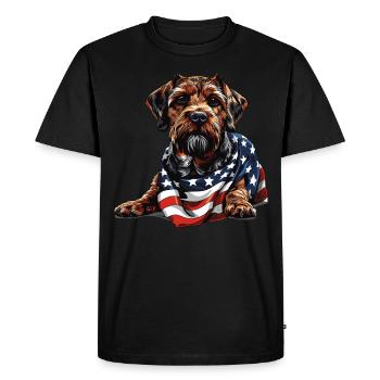 Border Terrier Chien 4 juillet Cadeaux avec - T-shirt Premium bio Homme - noir - Devant - Nico (187cm)