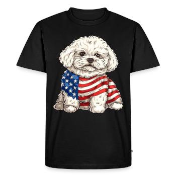 Bichon frisé chien 4 juillet Drapeau américain Cadeaux - T-shirt Premium bio Homme - noir - Devant - Nico (187cm)