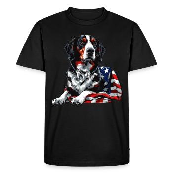 Border Collie Dog 4 juillet Drapeau américain Cadeaux - T-shirt Premium bio Homme - noir - Devant - Nico (187cm)