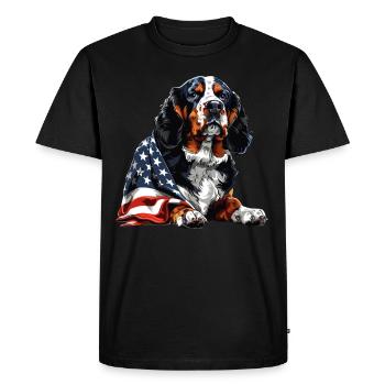 Bouvier bernois 4 juillet Drapeau américain - T-shirt Premium bio Homme - noir - Devant - Nico (187cm)